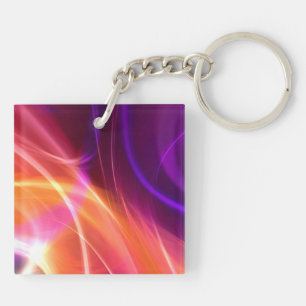 Purple and Pink Dynamic Waves Key Ring