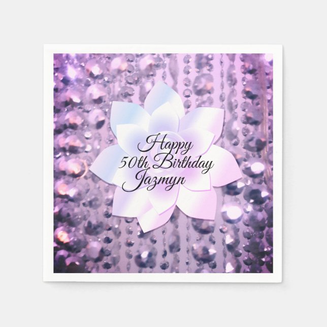 Purple and Pink Elegant and Beaded Napkin (Front)