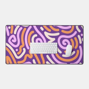 Purple and Pink Fiery Swirl Ribbon Pattern Desk Mat
