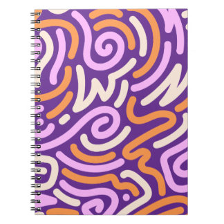 Purple and Pink Fiery Swirl Ribbon Pattern Notebook