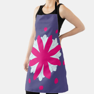 Purple and pink floral shapes illustration apron