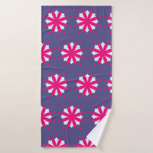 Purple and pink floral shapes illustration bath towel