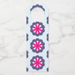 Purple and pink floral shapes illustration bottle tag