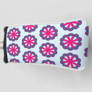 Purple and pink floral shapes illustration golf head cover