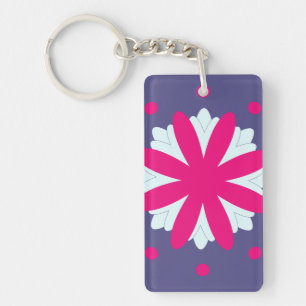 Purple and pink floral shapes illustration key ring