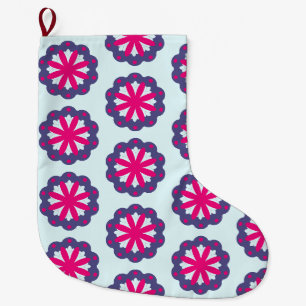 Purple and pink floral shapes illustration  large christmas stocking