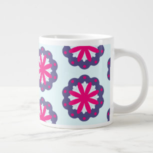 Purple and pink floral shapes illustration large coffee mug