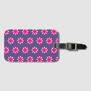 Purple and pink floral shapes illustration  luggage tag