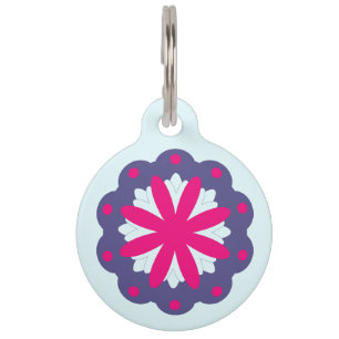 Purple and pink floral shapes illustration pet tag
