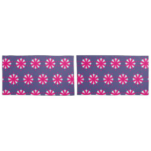 Purple and pink floral shapes illustration pillowcase