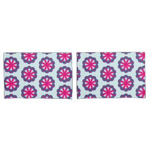 Purple and pink floral shapes illustration pillowcase