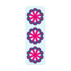 Purple and pink floral shapes illustration return address label