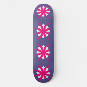 Purple and pink floral shapes illustration skateboard