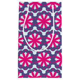 Purple and pink floral shapes illustration small gift bag