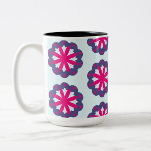 Purple and pink floral shapes illustration Two-Tone coffee mug
