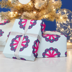 Purple and pink floral shapes illustration wrapping paper