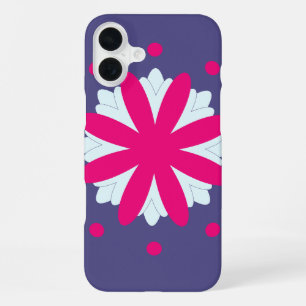 Purple and Pink Floral Shapes iPhone 16 Plus Case