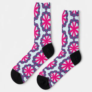 Purple and Pink Floral Shapes Socks