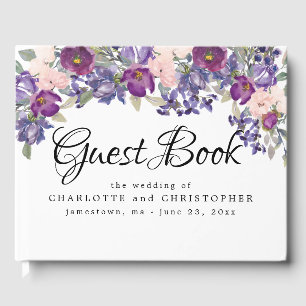 Purple and Pink Floral Wedding Guestbook