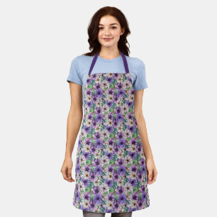 Purple and Pink Flowers   Apron