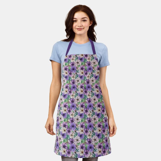 Purple and Pink Flowers   Apron (Worn)