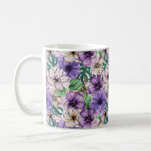 Purple and Pink Flowers Coffee Mug