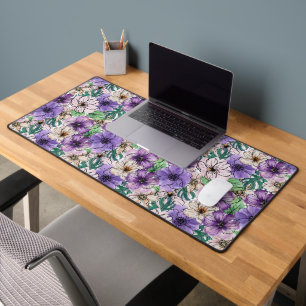 Purple and Pink Flowers Desk Mat