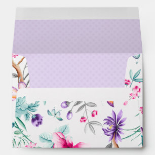 Purple and Pink Flowers   Purple Dots Liner Envelope