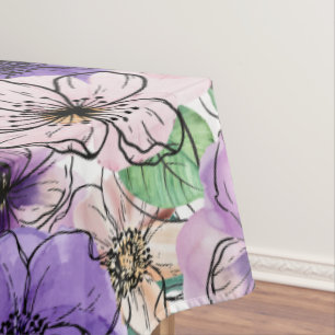 Purple and Pink Flowers Tablecloth