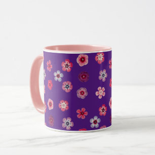 Purple and Pink Flowers Vintage Style Mug