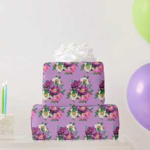 Purple and Pink Flowers Wrapping Paper
