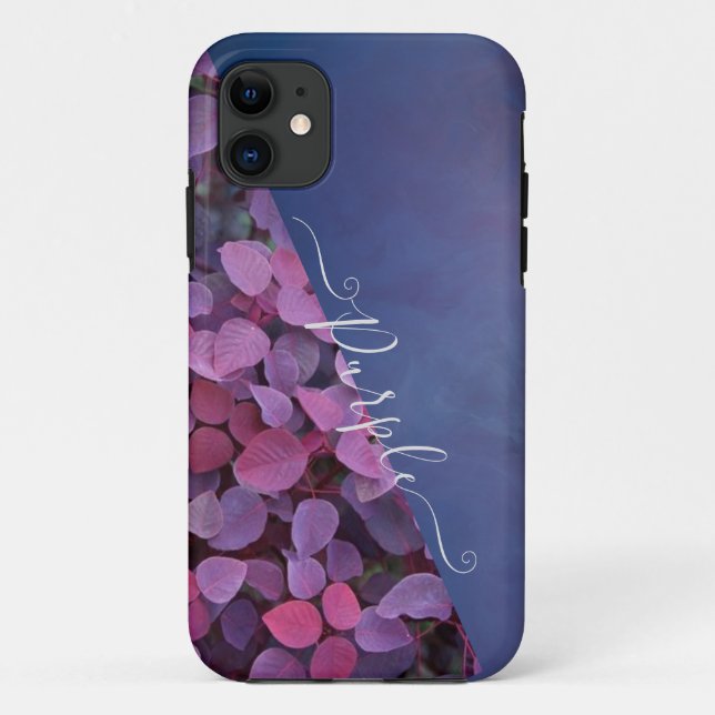 Purple and pink foliage monogram iphone cases (Back)