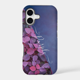 Purple and pink foliage monogram iphone cases