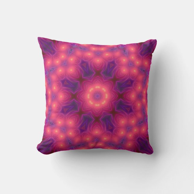 Purple and Pink Fractal Art Throw Pillow (Front)