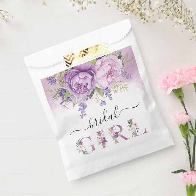 Purple And Pink Garden Flowers Bridal Shower Girl Favour Bag (Sealed)