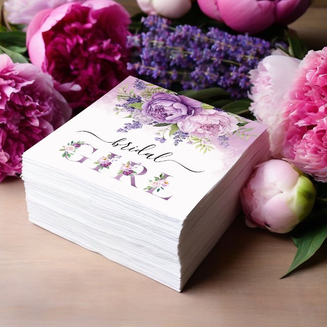 Purple And Pink Garden Flowers Bridal Shower Girl Napkin (Purple And Pink Garden Flowers Bridal Shower Girl Napkins)