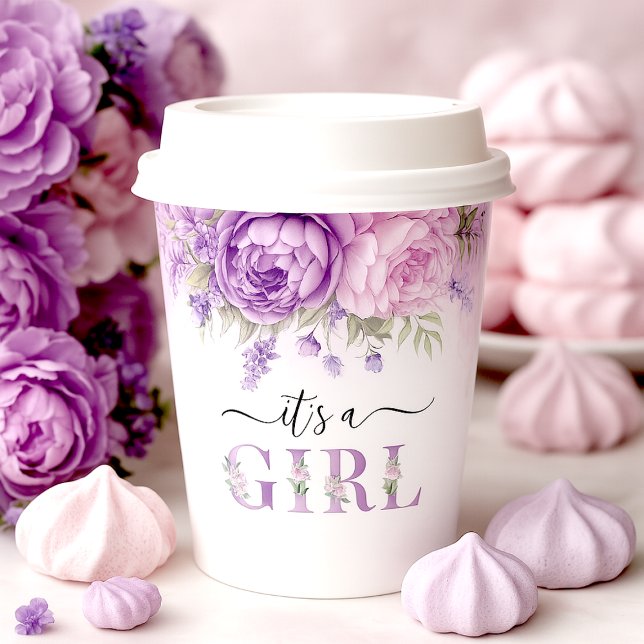 Purple And Pink Garden Flowers Girl Baby Shower Paper Cups (Purple And Pink Garden Flowers Girl Baby Shower Paper Cups)