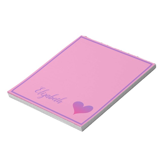 Purple and Pink Gradient Heart Notepad (Rotated)