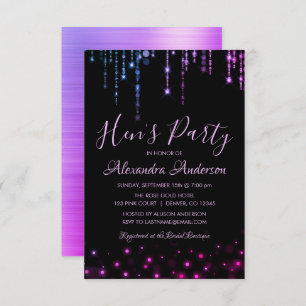 Purple and Pink Hen's Party Invitation