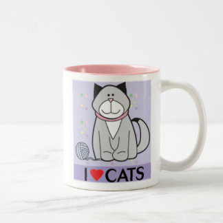 Purple and Pink I love Cats Two-Tone Coffee Mug
