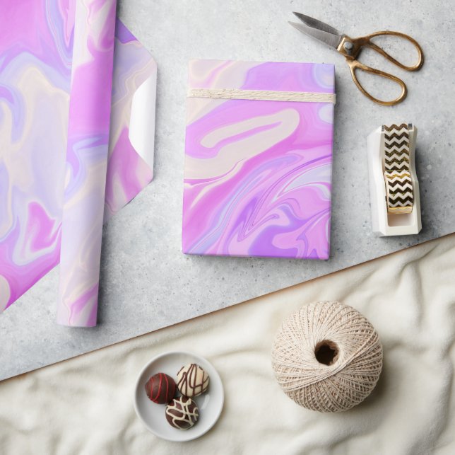 Purple and Pink Iridescent Gradient Marble  Wrapping Paper (Crafts)
