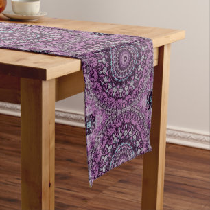 Purple and Pink Kaleidoscopic Medallion Pattern Medium Table Runner