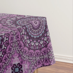 Purple and Pink Kaleidoscopic Medallion Pattern Tablecloth