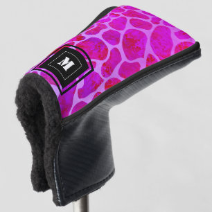 Purple and Pink Leopard Print Monogram Golf Clubs Head Cover