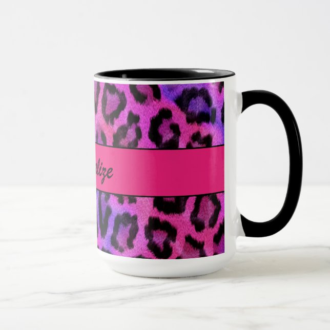 "Purple and Pink Leopard Print" Mug (Right)