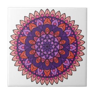 Purple and pink mandala  ceramic tile