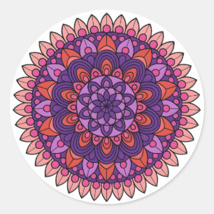 Purple and pink mandala classic round sticker