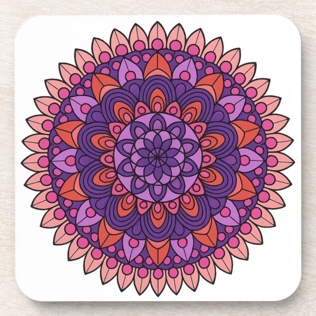 Purple and pink mandala  coaster (Front)