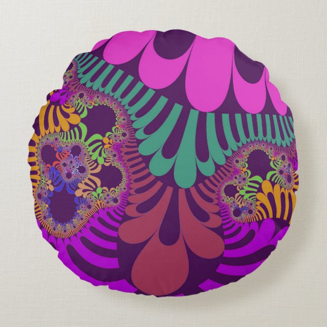 Purple and Pink Mod Round Cushion (Front)