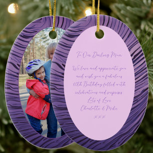 Purple And Pink Mum 60th Birthday Photo Ceramic Ornament